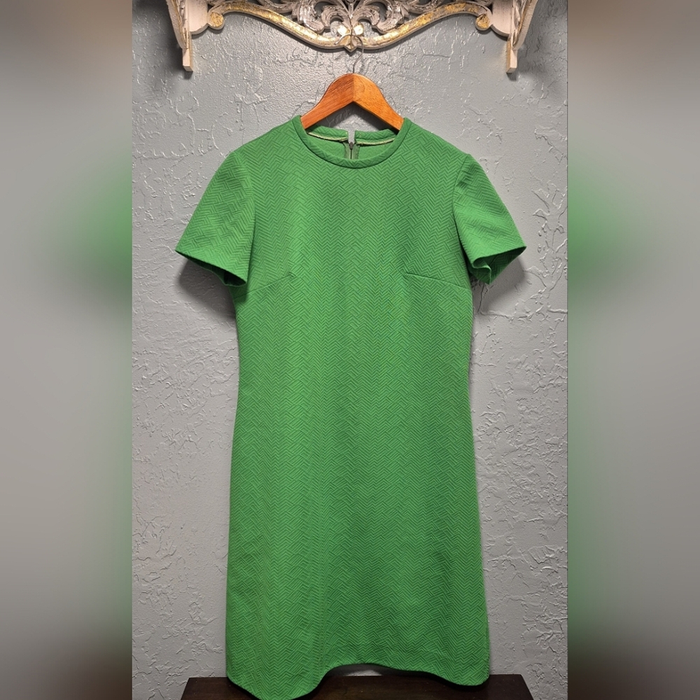 Vintage 60s 70s Green Mod Shift Dress